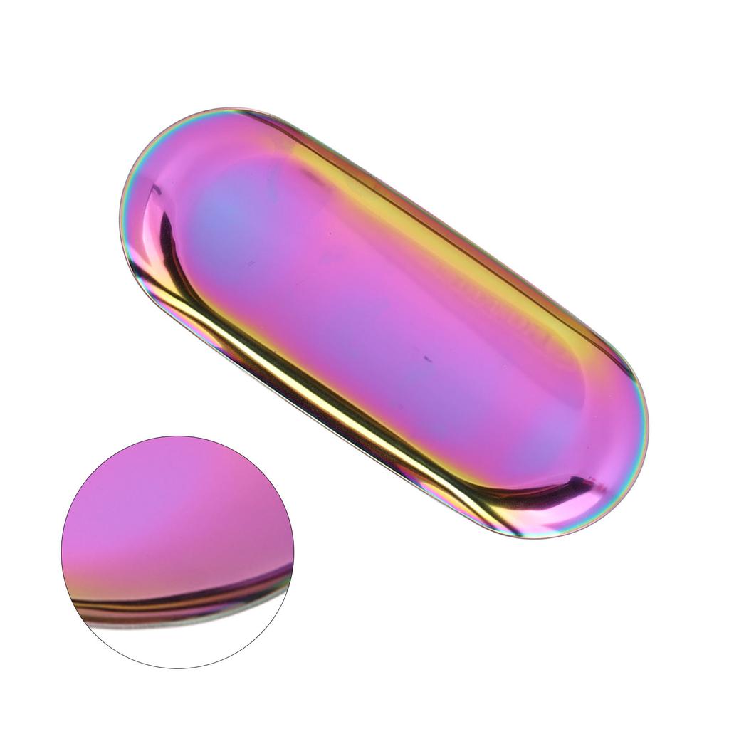 Oval Jewelry Tray Mirror Reflection Vacuum Plating Oval Decorative Tray Glossy Oval Nail Storage Tray for Jewelry