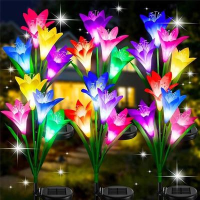 1Pc  Solar Lily Ground Mounted Lamp Best Choice for Solar Flowers Outdoor Waterproof Utdoor Solar Lights Garden Lights