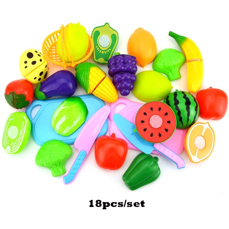Colorful Kitchen Play Toy Set With Premium Quality Fruit And Vegetable Cutting Pieces
