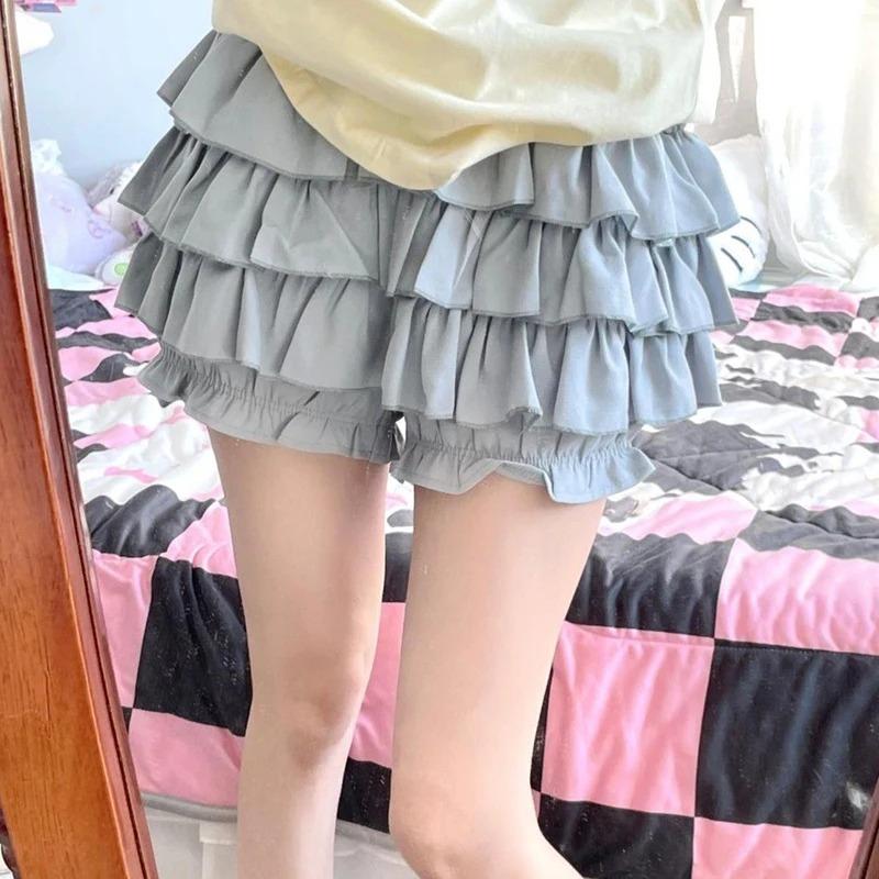 Fusta mini cu volane dulci Y2K femei Kawaii Lolita fuste cu fundă a linie Harajuku fustă japoneză cu talie înaltă roz alb rochie de bal
