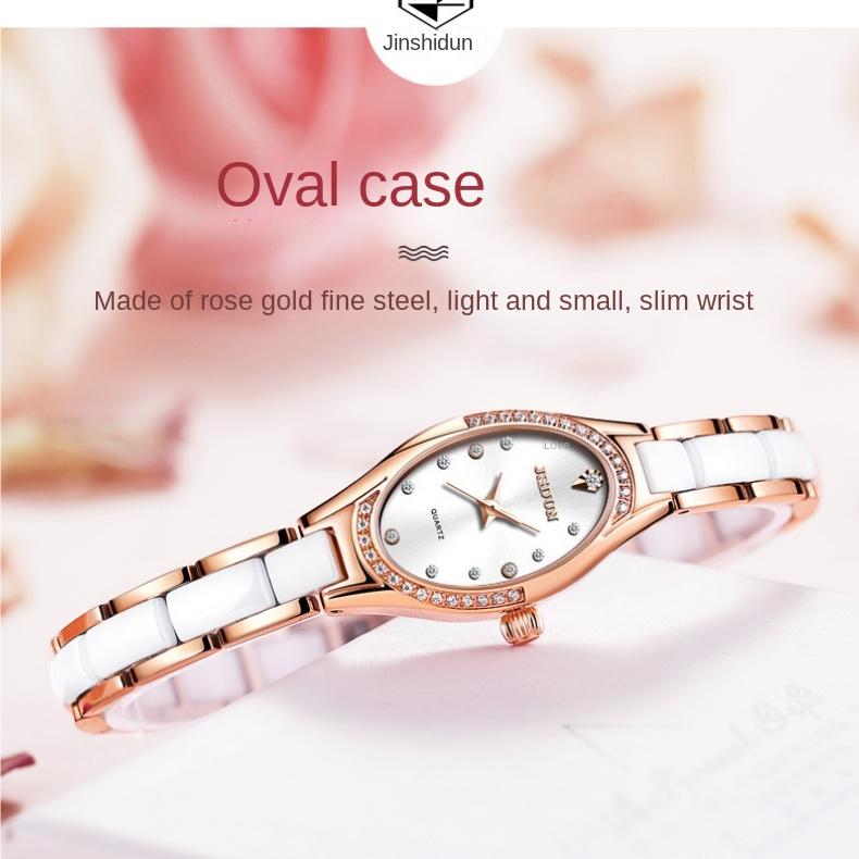 JINSHIDUN Brand Watches Swiss Watch Quartz Movement Fashion Waterproof Thin Women's Watch Women
