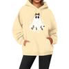 Women's Casual Fashion Solid Color Rugby Print Long Sleeve Hooded Sweatshirt Top