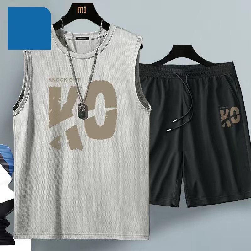 Sommer Herren Kleidung Harajuku Atmungsaktiv Mode Sportbekleidung Basketballanzug lässiges Kurzarm-T-Shirt + Shorts 2-teilig