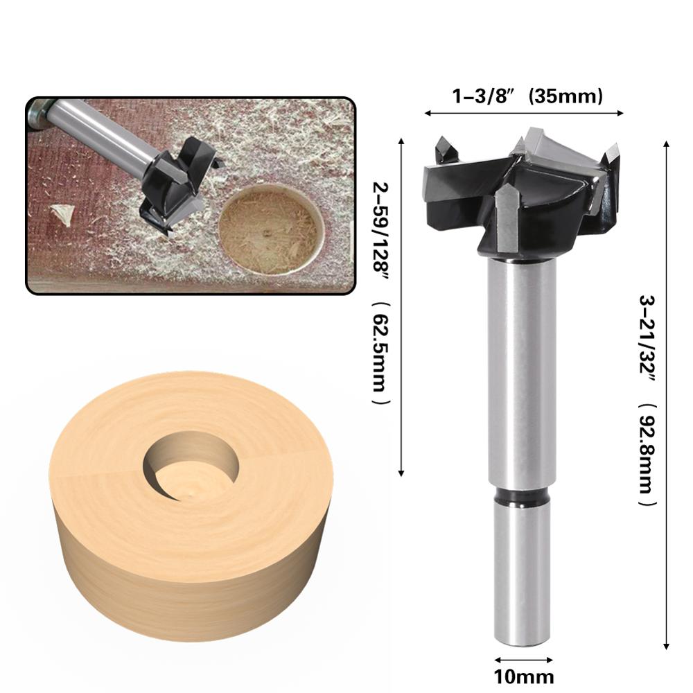 

1pcs 35mm 3 teeth Forstner tips Woodworking tools Hole Saw Cutter Hinge Boring drill bits Round Shank Tungsten Carbide Cutter