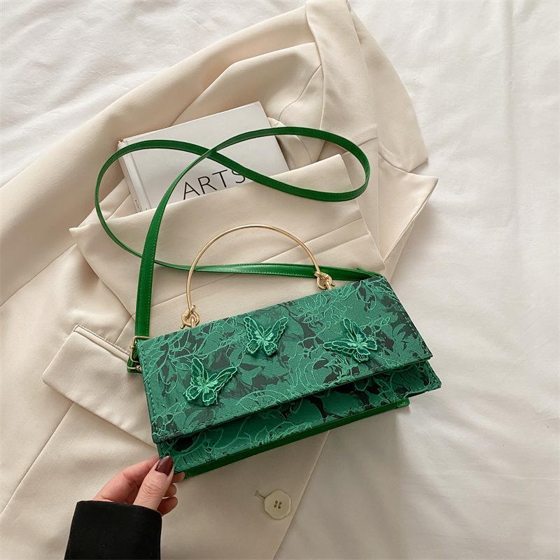 

Вышивка бабочками свежая 2025 весенне-летняя приливная модная сумка-мессенджер женская на плечо мессенджер маленькая квадратная сумка