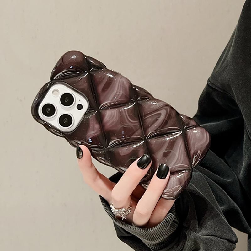 Fashion Gradient Glitter Cubes Grid Pattern Case For iPhone 16 15 13 12 11 Pro Max 15 Plus Shockproof Phone Cover Shell