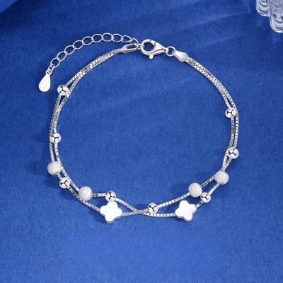 Four-leaf Clover Double-layer Bracelet Women's Fashion Simple Personality Versatile High-end Design Hand Jewelry