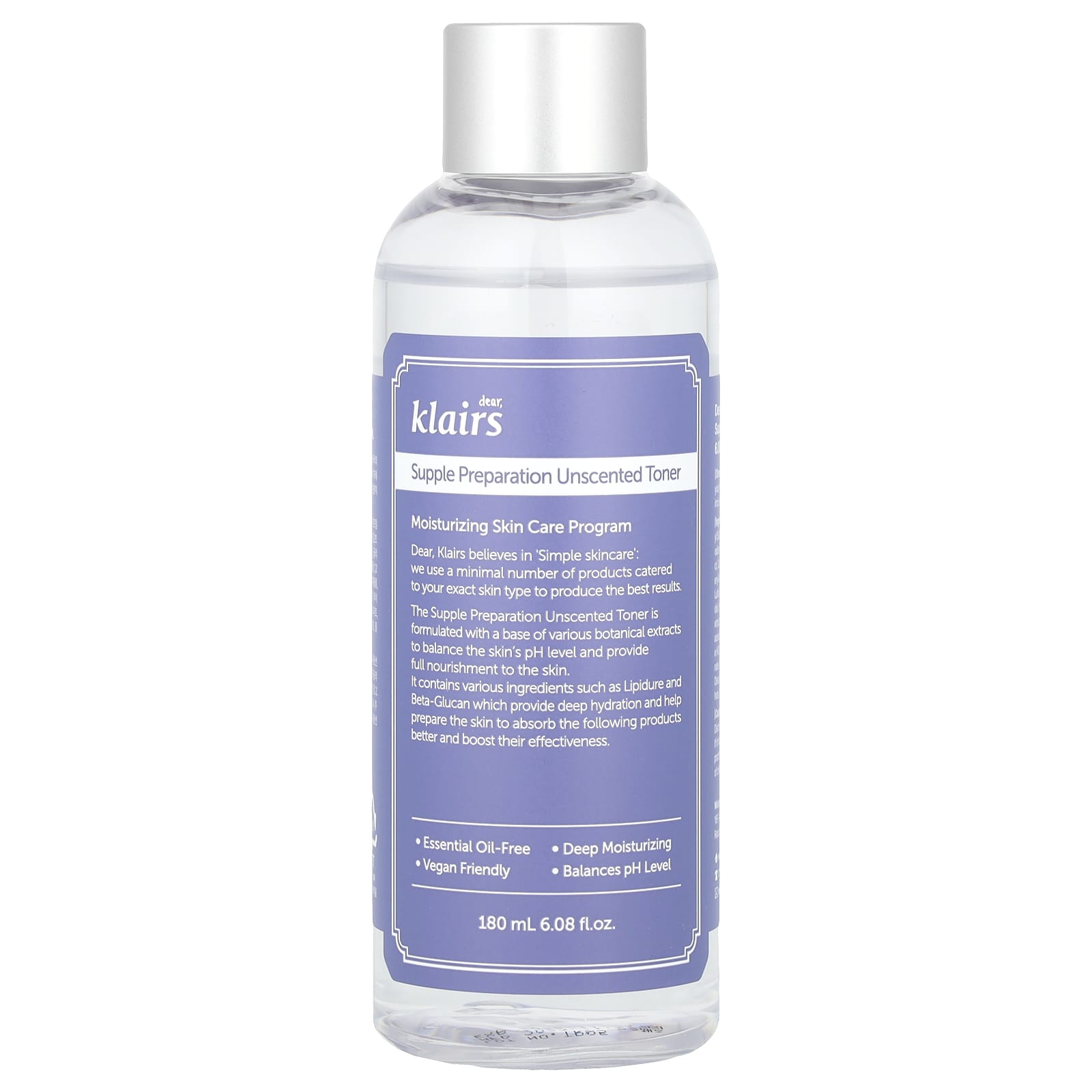 

Klairs, Supple Preparation Unscented Toner, 6.08 Fl Oz (180 Ml)