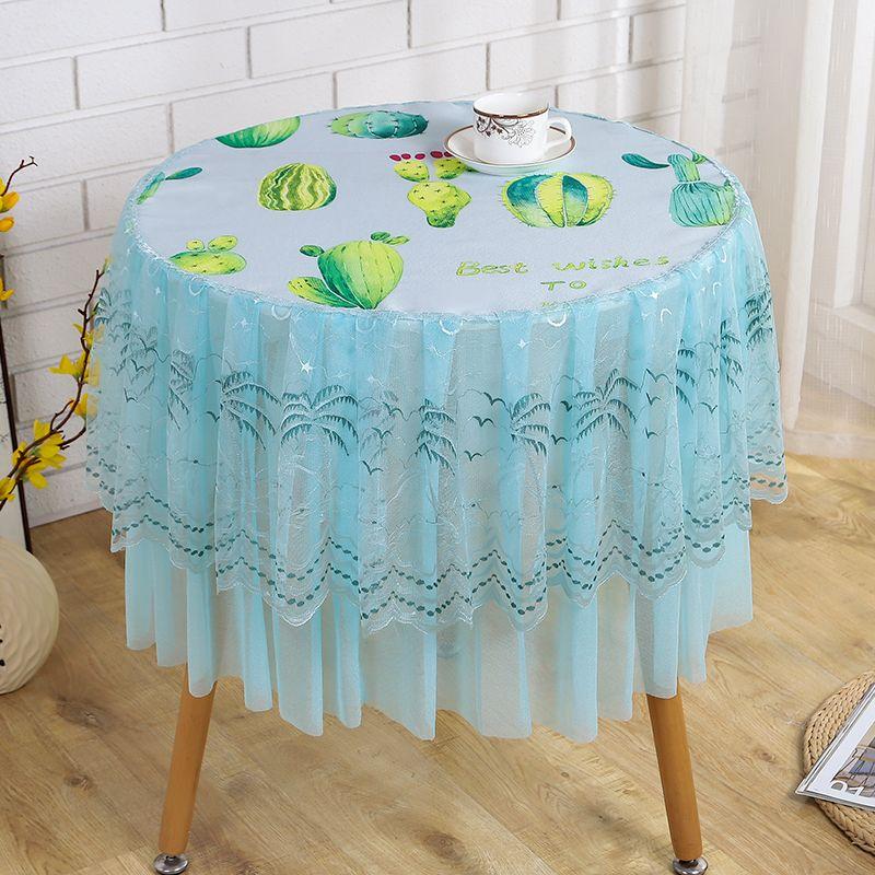 Lace Light Luxury Round Tablecloth Waterproof Tablecloth Dustproof Cover Dining Table Round Tea Table Tablecloth Fabric Home Cover