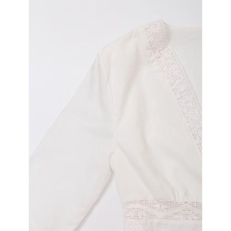 Kaslead New Arrival Women's Fashion Style Fashion Minimalist Bowknot Embroider Long Sleeves Shirt 0081046