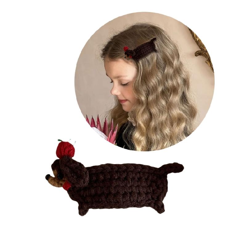 1PC Eye Catching Crochet Yarn Hair Clip for Kids and Adults Fun and Cartoon Pet Cats Designs for Kids and Adults