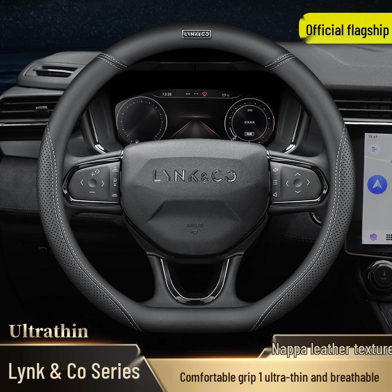 All-Season Genuine Leather Steering Wheel Cover for Lynk&Co 01 and 02/03 PHEV
