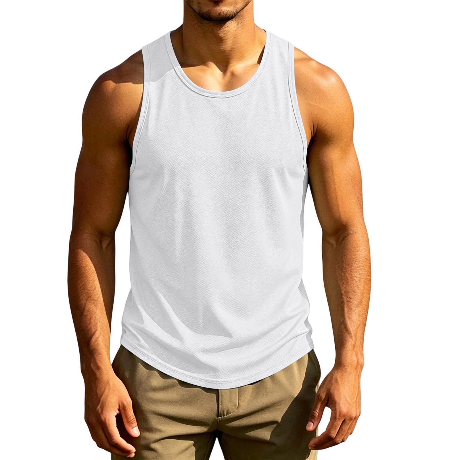 

Men s Sleeveless Tank Top Lightweight Athletic Fitness Quick Dry Breathable Muscle Shirt Summer Workout Gym Vest M білий