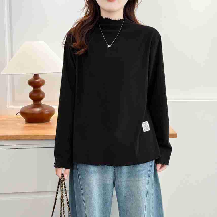 

K74 Plus Size Women s Loose Autumn Velvet-Base Layer T-shirt XL (Recommended for 55-65 kg) чёрный