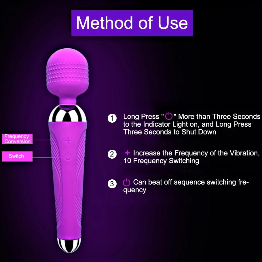 Dildo Vibrator AV Magic Wand G-Spot Massager Sex Toy For Women Couples Clitoris Stimulate Clitoris Adults Product USB Charge