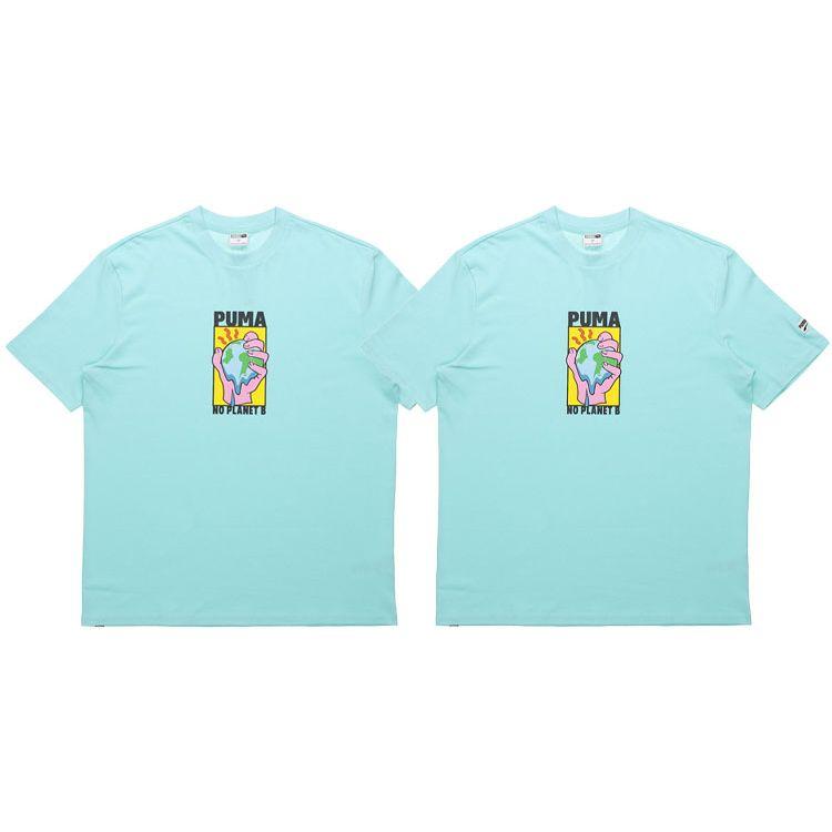 Puma Eco-Friendly Themed Print Short Sleeve T-Shirt Men Tops Blue 599181-33