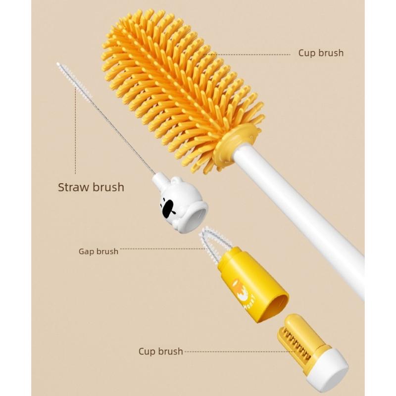 4 In 1 Silicone Baby Bottle Brush Long Handle Cup Pacifier Gap Cleaner Portable Infant Feeding Bottle Cleaning Tool