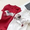 Baby- und Kleinkind Cartoon-Print Kurzarm-Strampler und T-Shirt Set mit Modischen Baby-Shorts - Sommer-Trend