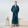 Unisex Flanel Bornoz Erkek Kadın Kalın Sıcak Pijama Bornozu Kışlık Ev Kullanımı