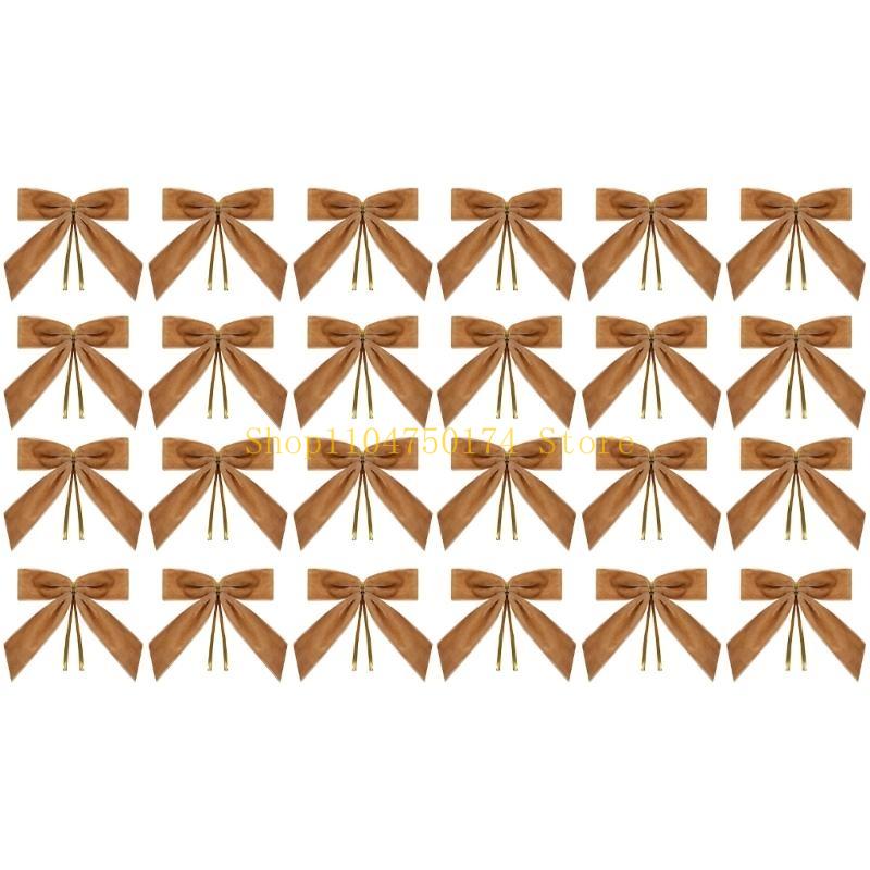 24pcs Christmas Tree Bows Velvets Bowknot Decorations for Holiday Parties Butterfly Knot Embellishment Accessories top sale