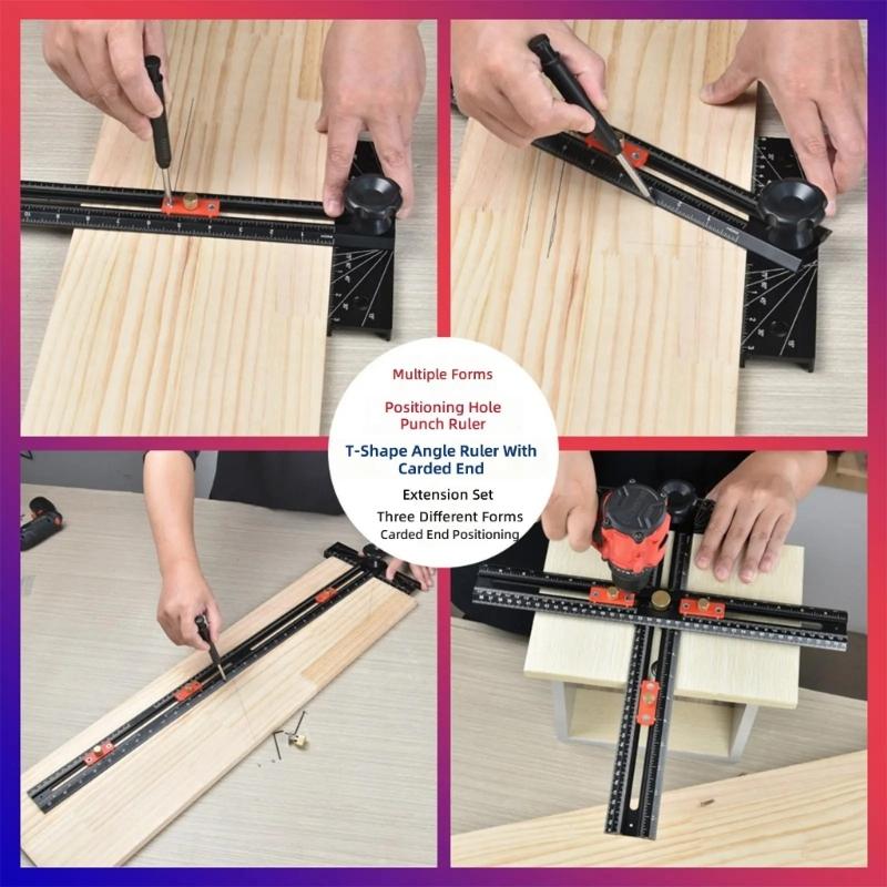 Aluminum T Square For Woodworking With Automatic Locking Feature And Multiple Angles Measurement Tool Precisions Ruler