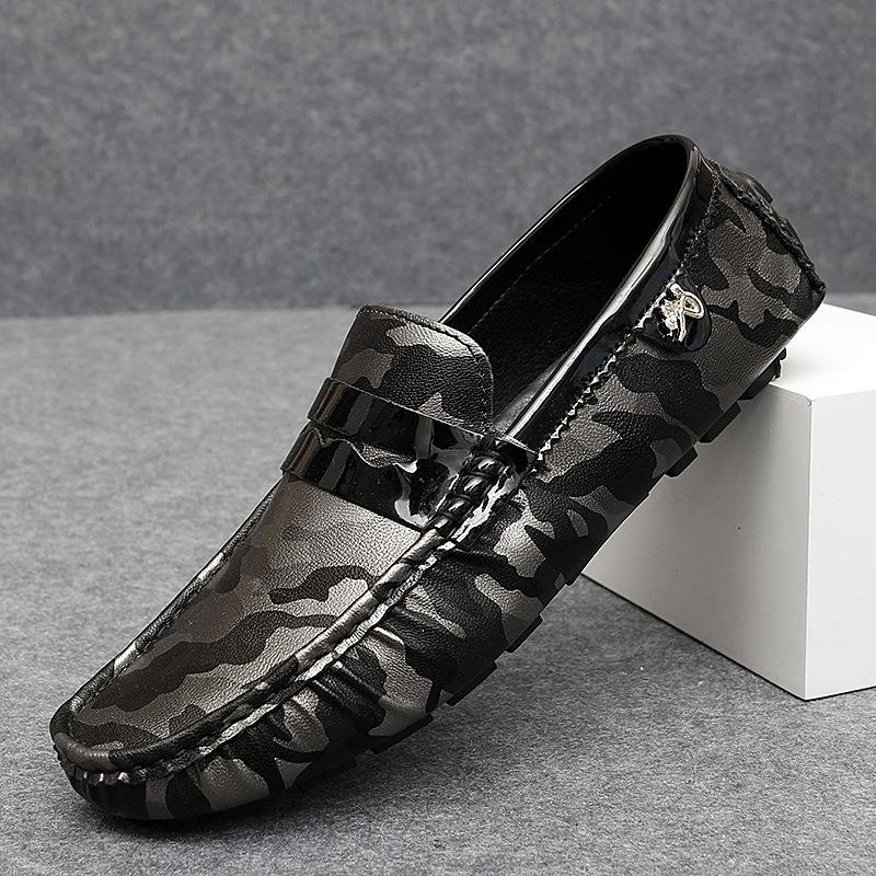 

European station men s shoes luxury high-end Doudou shoes men s trendy brand men s leather shoes one foot lazy shoes creative 48 серебряный