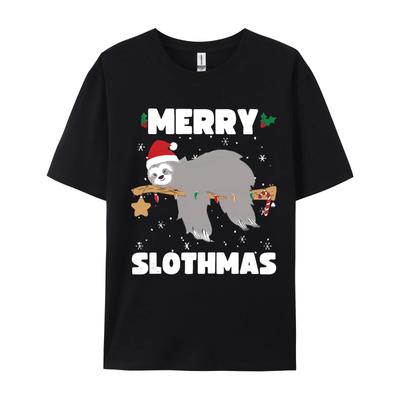 Christmas Sloth Merry Slothmas Wrapp Shirt Funny Christmas Gift TShirt Cute Personalized Top Tshirts Cotton Unisex Tops Shirts