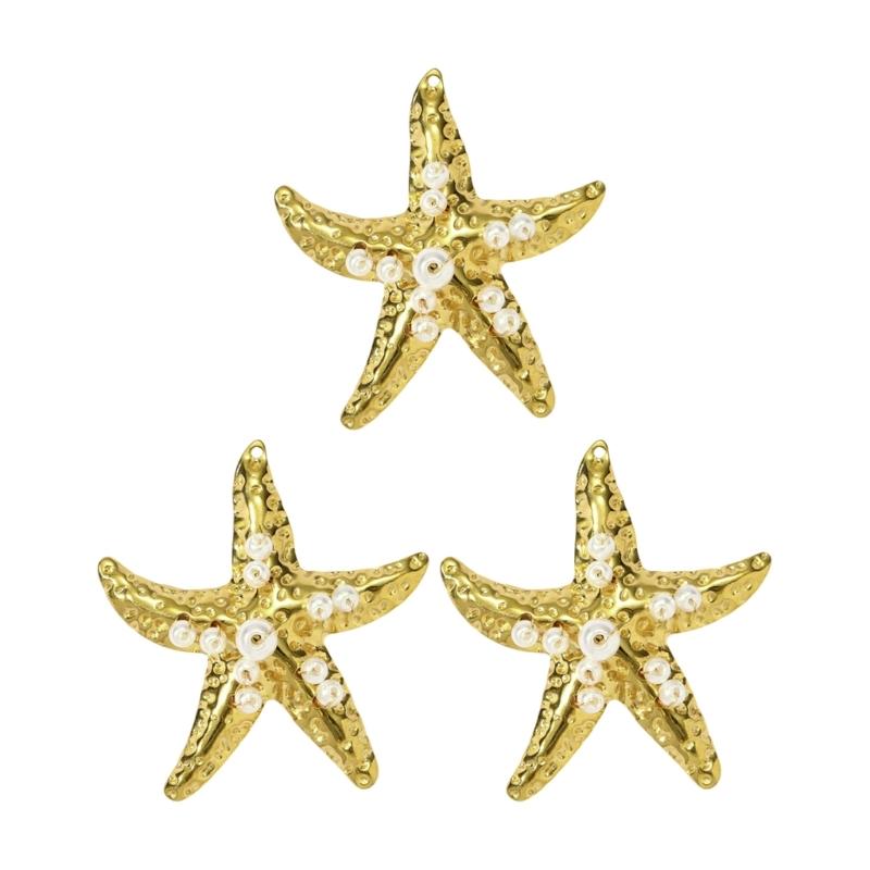 Creative Marine Jewelry Making Set with 3 Seashells Starfish Beads for Handmade Necklace Designs