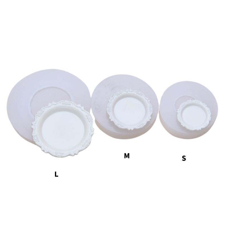 Mini Scene Plate Mold in Flexible Silicone, Ornate Edge Casting Mold for Resin Craft Projects and Display Pieces