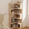 Solid Wood Corner Bookshelf - Floor-Standing Right Angle Storage Rack