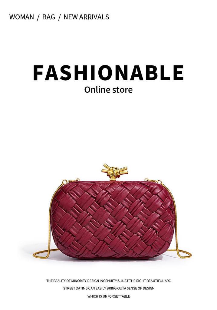 Borsa a mano intrecciata versatile da donna 2025: Elegante Pochette e Borsa a Tracolla con Catena per Banchetti, Serate e Altro