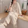 Autumn & Winter Air Cotton Maternity Nursing Pajamas: Long, Thickened Labor Dress for Postpartum and Pregnant Women