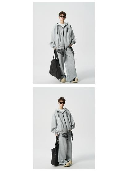 Unisex Heavyweight Trendy Sports Hoodie & Sweatshirt Two-Piece Set for Autumn
