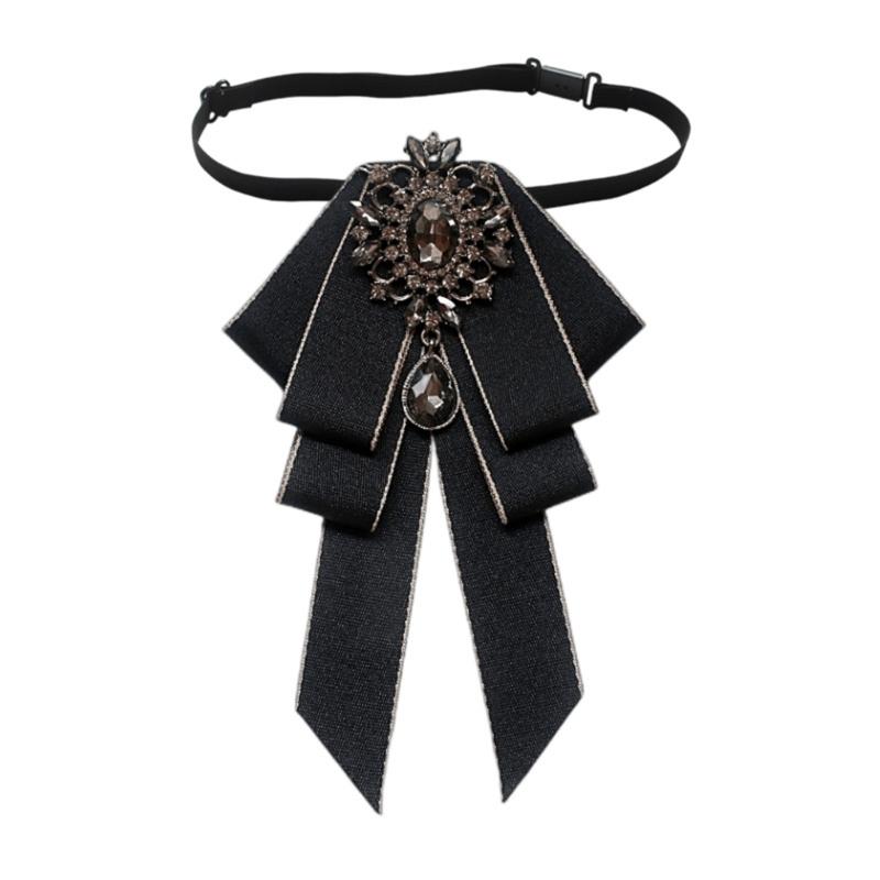 Винтажная брошь-бабочка из ленты со стразами, галстук-бабочка, жабо для рубашки, воротник, галстук