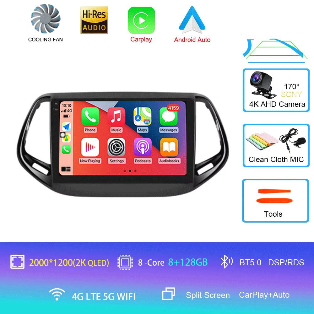 For Jeep Compass 2017 - 2019 360 Camera Head Unit Android 14 Video Player Car Radio Autoradio Multimedia GPS Navigation Monitor