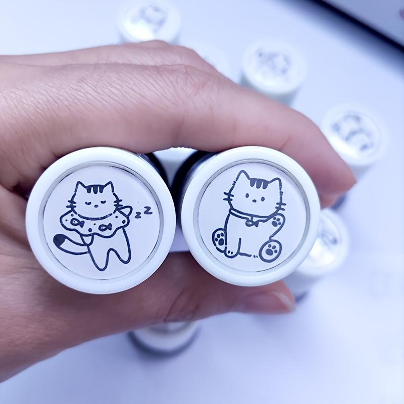 4pcs Cute Cartoon Cat Stamp Set - Fun Cartoon Cat Design Stamps for Crafts and Scrapbooking Decorations,Photosensitive Seal