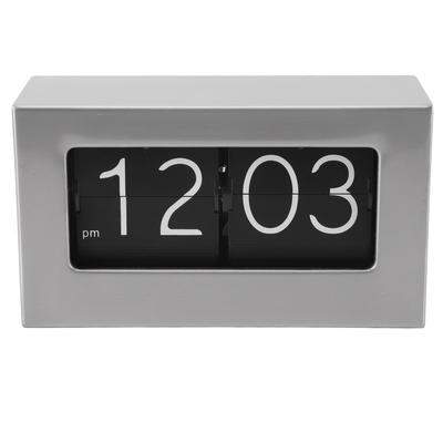 Auto Flip Clock 12H Stainless Steel Retro Style Clear Display Flip Down Clock for Home Living Room