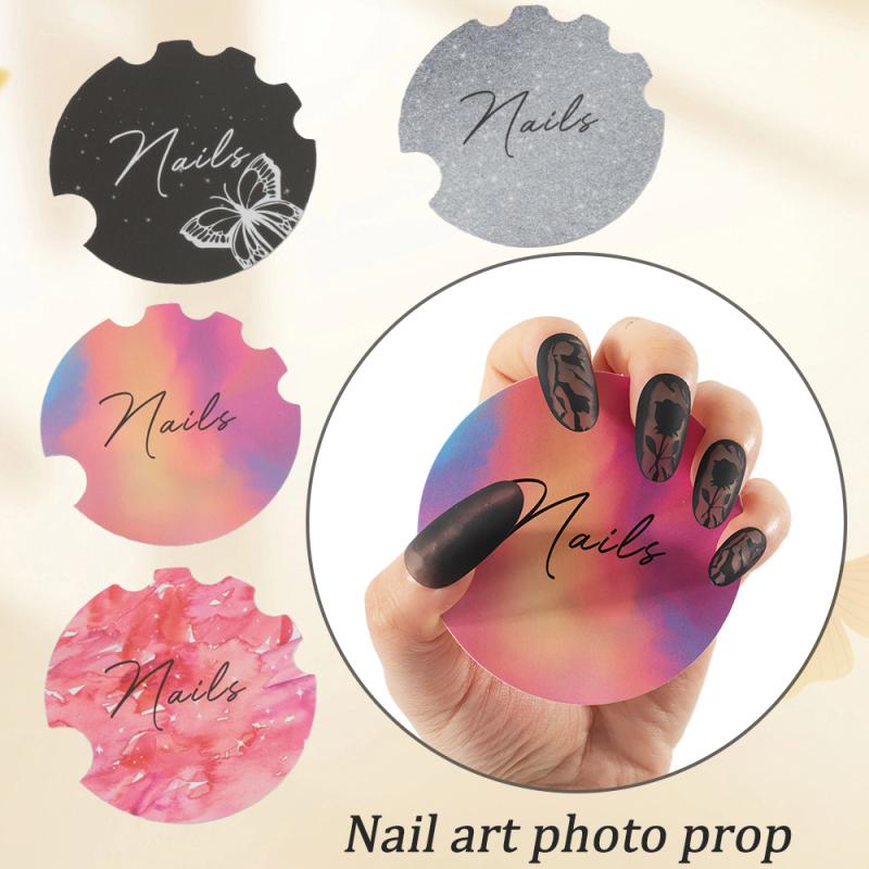 10Pcs Nail Art Display Paper Board Nail Photography Props Background Decoration Beauty Salon Prop Nailfie Disc