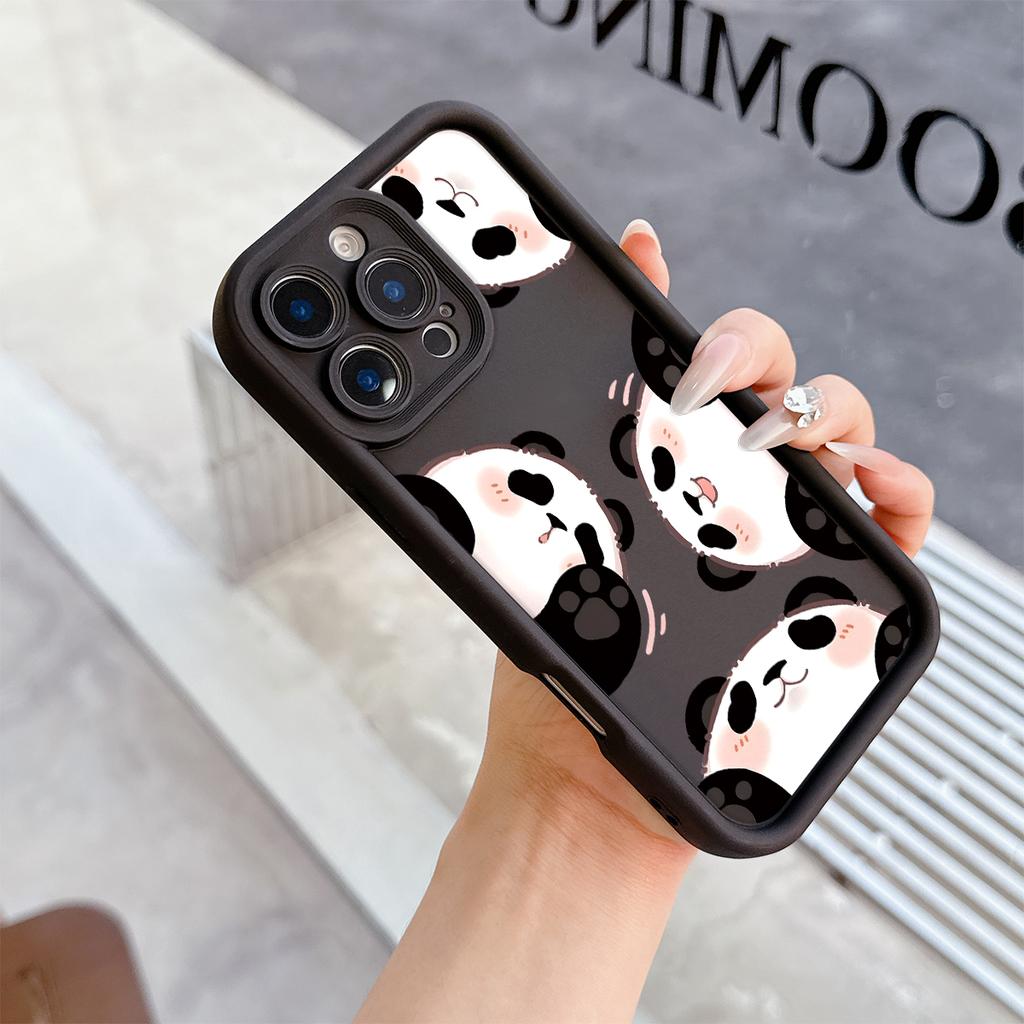 Pandas Pattern Soft TPU Phone Case for iPhone 17 Air 16 15 14 Pro Max Plus 13 12 Mini 8 7 X Xs Back Cover