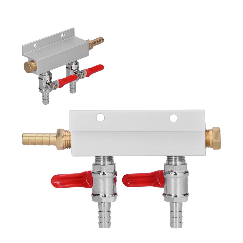 2-veis gassfordeling CO2-fordeler manifold med 5/16 tommers øl integrerte tilbakeslagsventiler