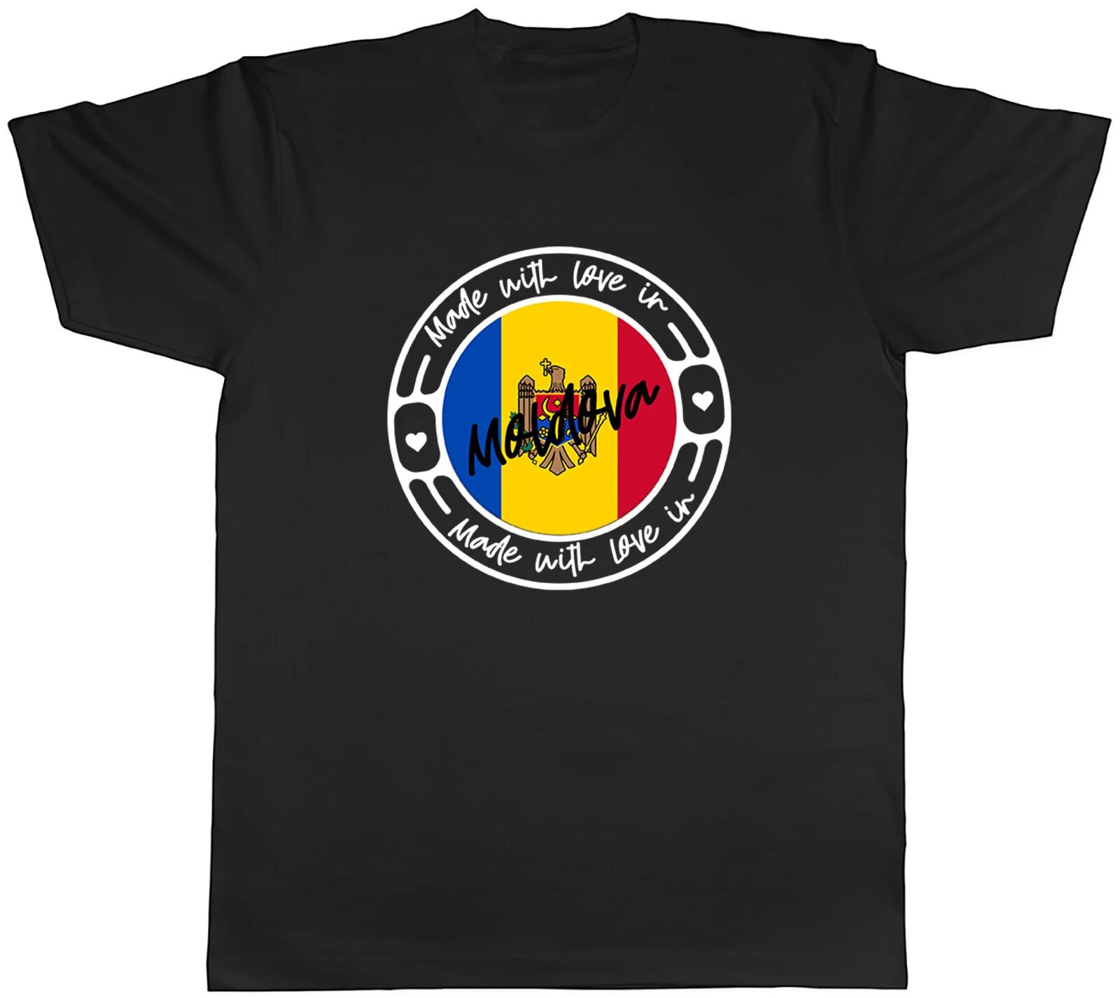 Made With Love In Moldova Country Mens Unisex T-Shirt Tee Gift L