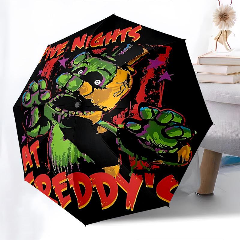 FNAF, FreddyThemed Automatic Opening and Closing Umbrella 8 Ribs, Suitable for Leisure and Going Out, Outdoor Accessory, Gothic Style, Fas