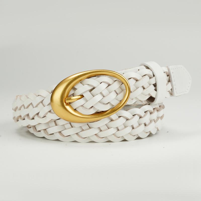 

Женский ремень с пряжкой из коровьей кожи, модный повседневный трикотажный ремень из чистой коровьей кожи для брюк среднего и молодого возраста 105cm