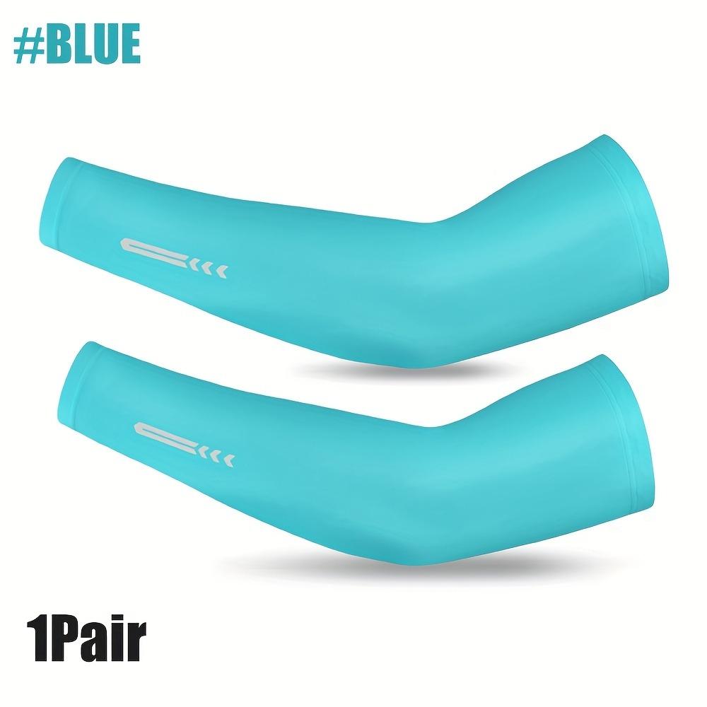 1 Paar Damen Kühlende UV-Schutz Armstulpen - Eis Y Fasergewebe Atmungsaktiv und Dehnbar UPF Sonnenschutz Übergröße Design Lig XL blau