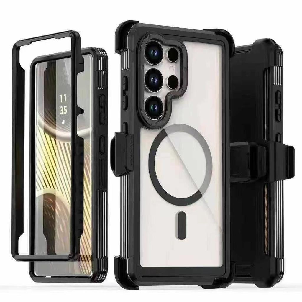 With Clip 360° 2IN1 Hybrid Armor XT Magnetic Case for Samsung S26 Ultra S25 S24 Plus A07 A17 A56 A36 A26 A16 A06 OTT-BOX Cover