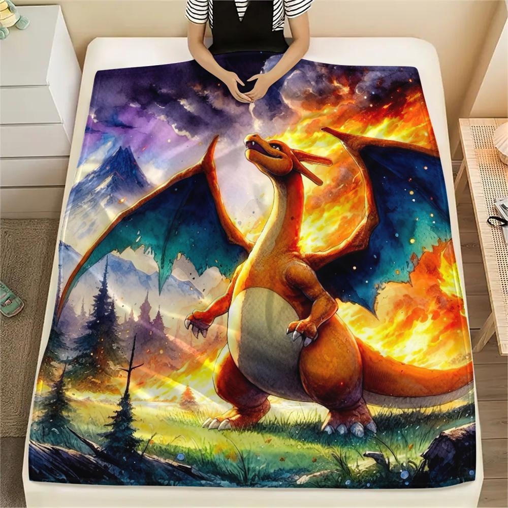 Sky Flare Dragon Print Flannel Blanket, High quality Comfortable for All Seasons, Home Decor, Warmth and Comfort