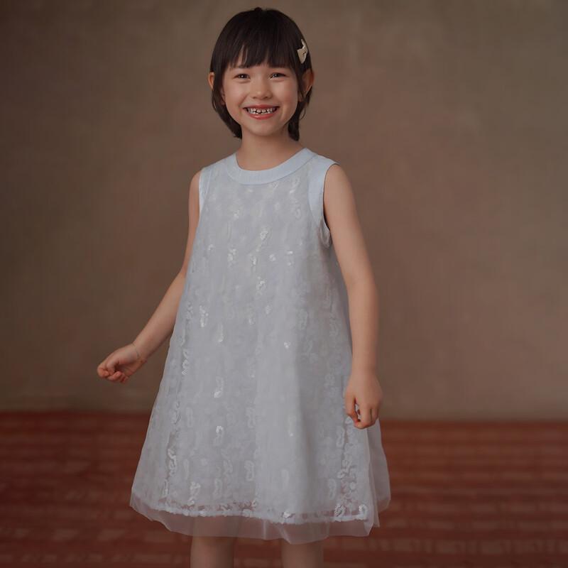 Hacikis Girl s Sequin Princess Sleeveless Midi Dress 130