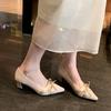  Fat Mm Temperament Black Bow Single Shoes Light Mouth Satin High Heels Plus Fat Wide Large Size Women's Shoes