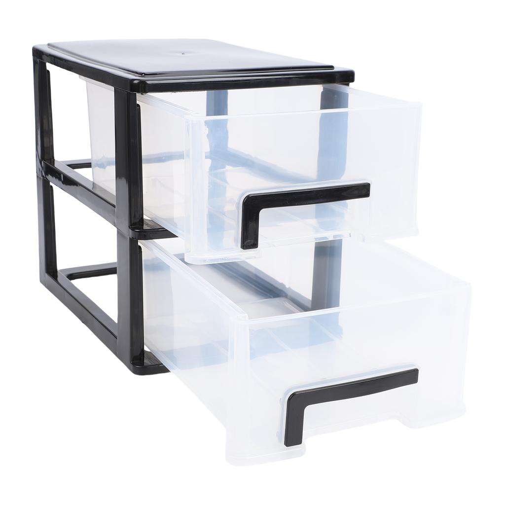 Schreibtisch mit 2 Schubladen, Kunststoff, stapelbar, transparent, Desktop-Aufbewahrungsbox für Büromaterial, für Zuhause, Wohnheim