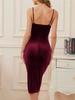Spring/Summer 2022 European & American Women's Sexy Velvet Slit Pleated Slip Dress